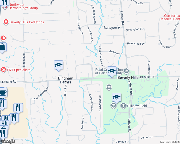 map of restaurants, bars, coffee shops, grocery stores, and more near 31119 Old Stage Road in Beverly Hills