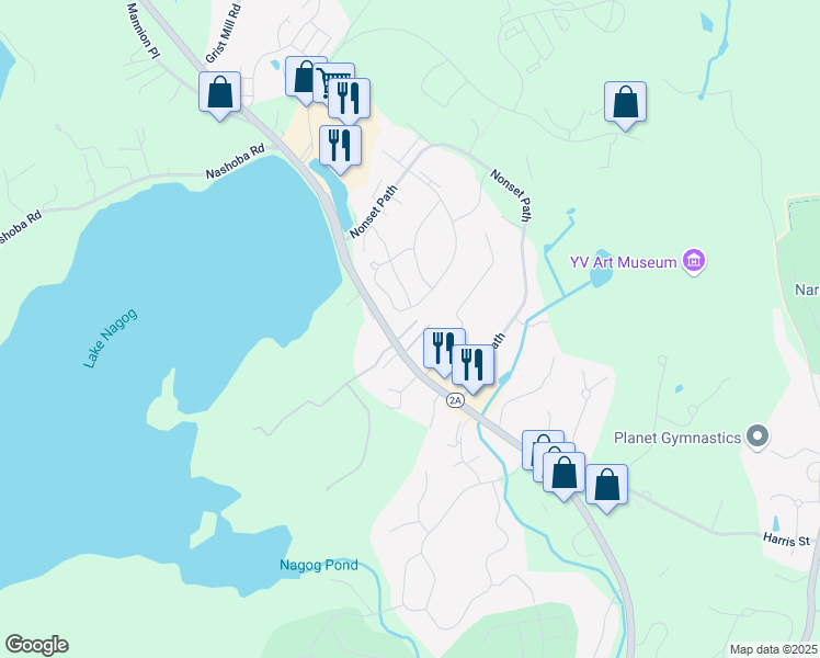 map of restaurants, bars, coffee shops, grocery stores, and more near 297 Brown Bear Crossing in Acton