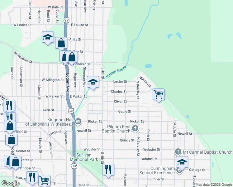 map of restaurants, bars, coffee shops, grocery stores, and more near 301 Charles Street in Waterloo