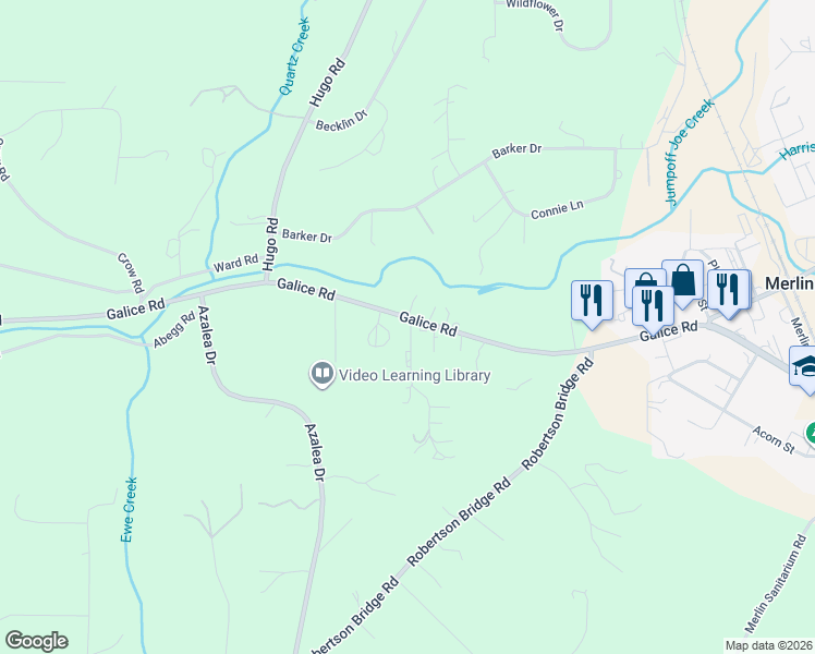map of restaurants, bars, coffee shops, grocery stores, and more near 110 Stonebrook Way in Merlin