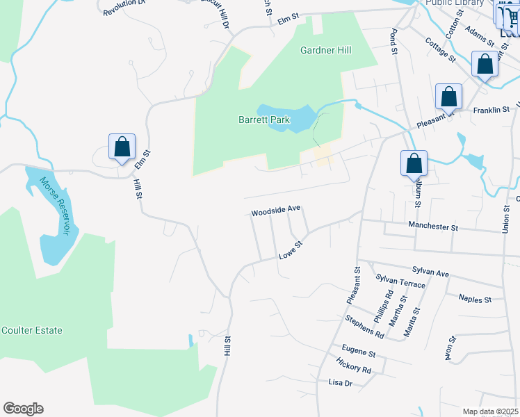 map of restaurants, bars, coffee shops, grocery stores, and more near 150 Pleasant Terrace in Leominster