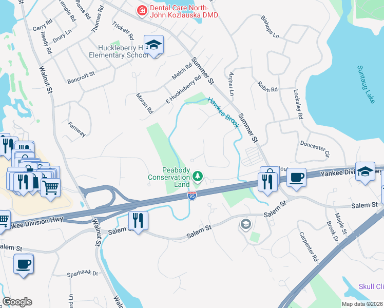 map of restaurants, bars, coffee shops, grocery stores, and more near 3 October Lane in Lynnfield