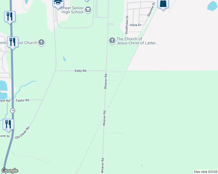 map of restaurants, bars, coffee shops, grocery stores, and more near 11910 Weaver Road in Delevan