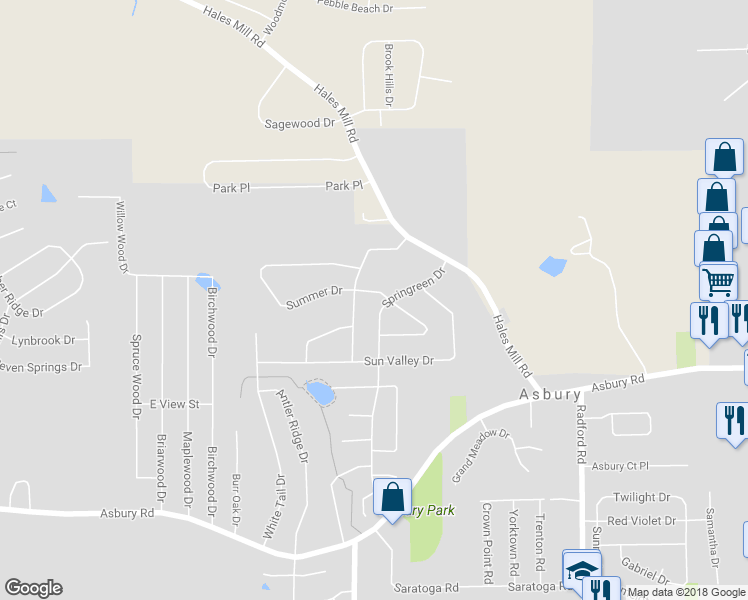 map of restaurants, bars, coffee shops, grocery stores, and more near 2720 Summer Drive in Asbury