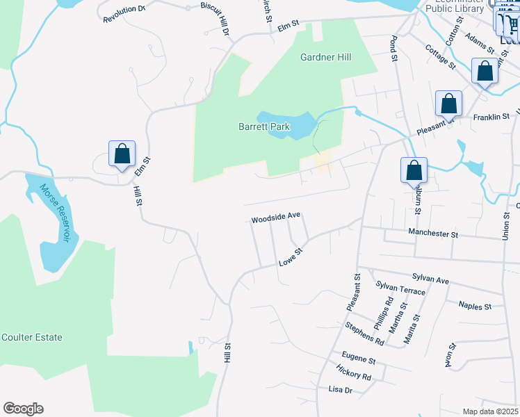 map of restaurants, bars, coffee shops, grocery stores, and more near 150 Pleasant Terrace in Leominster
