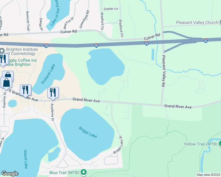 map of restaurants, bars, coffee shops, grocery stores, and more near 5980 Alan Drive in Brighton