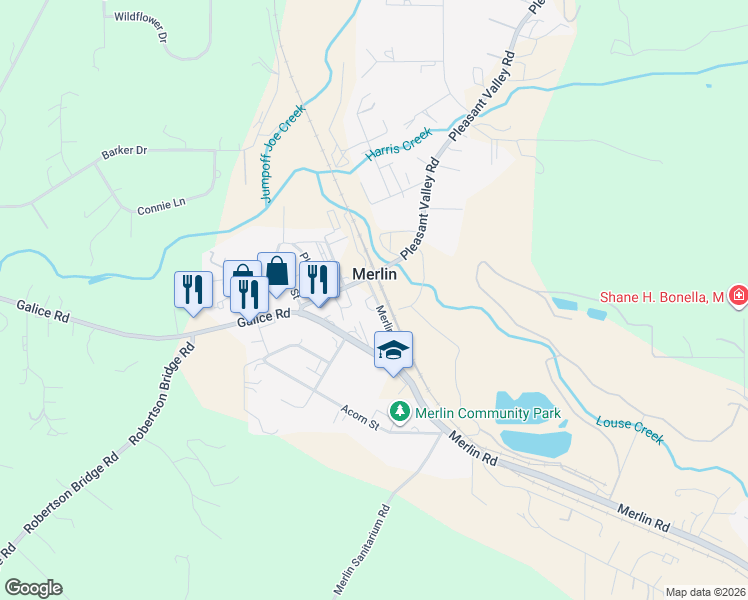 map of restaurants, bars, coffee shops, grocery stores, and more near 330 Merlin Avenue in Merlin