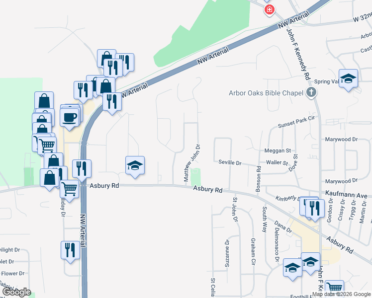 map of restaurants, bars, coffee shops, grocery stores, and more near 2416 Wheatland Drive in Dubuque