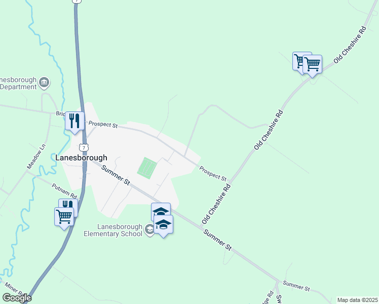 map of restaurants, bars, coffee shops, grocery stores, and more near 101 Prospect Street in Lanesboro