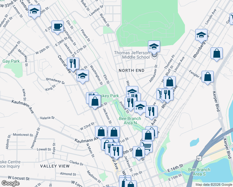 map of restaurants, bars, coffee shops, grocery stores, and more near 509 East 24th Street in Dubuque