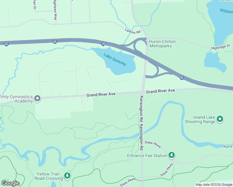map of restaurants, bars, coffee shops, grocery stores, and more near 12885 Grand River Road in Brighton