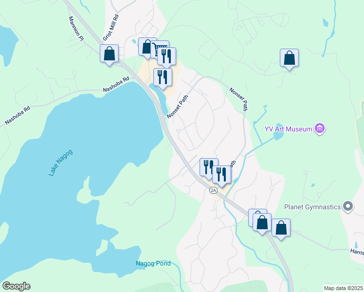 map of restaurants, bars, coffee shops, grocery stores, and more near 297 Brown Bear Crossing in Acton