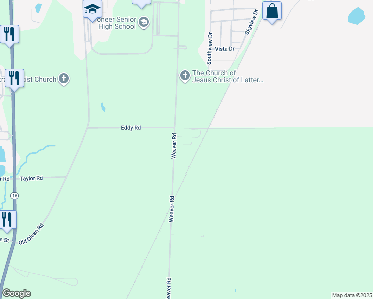 map of restaurants, bars, coffee shops, grocery stores, and more near 11910 Weaver Road in Delevan