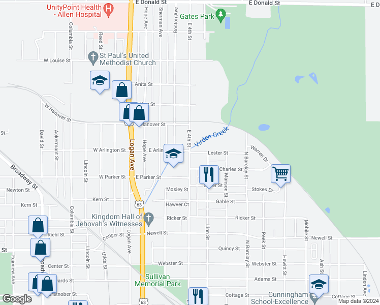 map of restaurants, bars, coffee shops, grocery stores, and more near 203 Lester Street in Waterloo