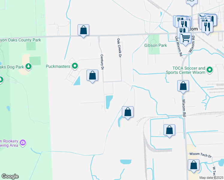 map of restaurants, bars, coffee shops, grocery stores, and more near 30779 Oak Creek Drive in Wixom