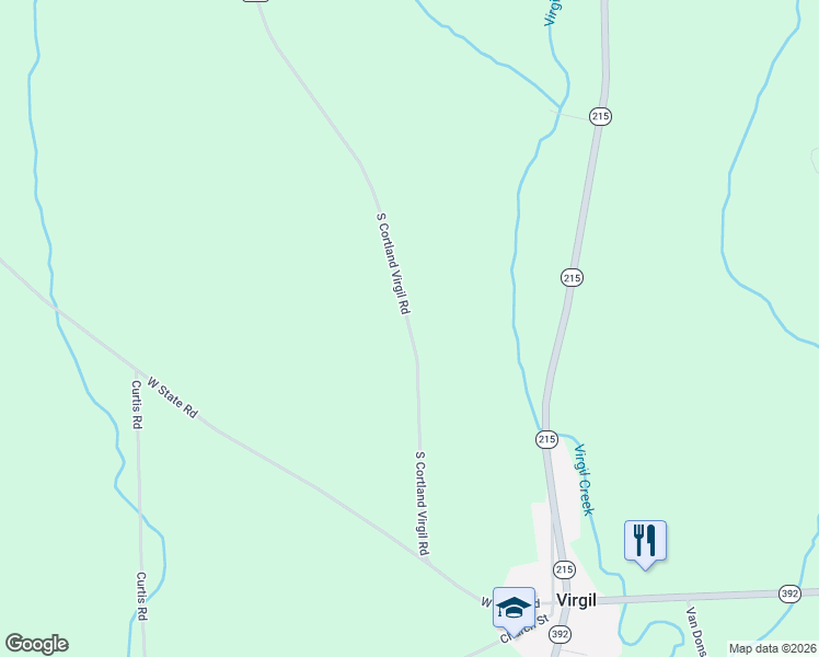 map of restaurants, bars, coffee shops, grocery stores, and more near South Cortland Virgil Road in Virgil