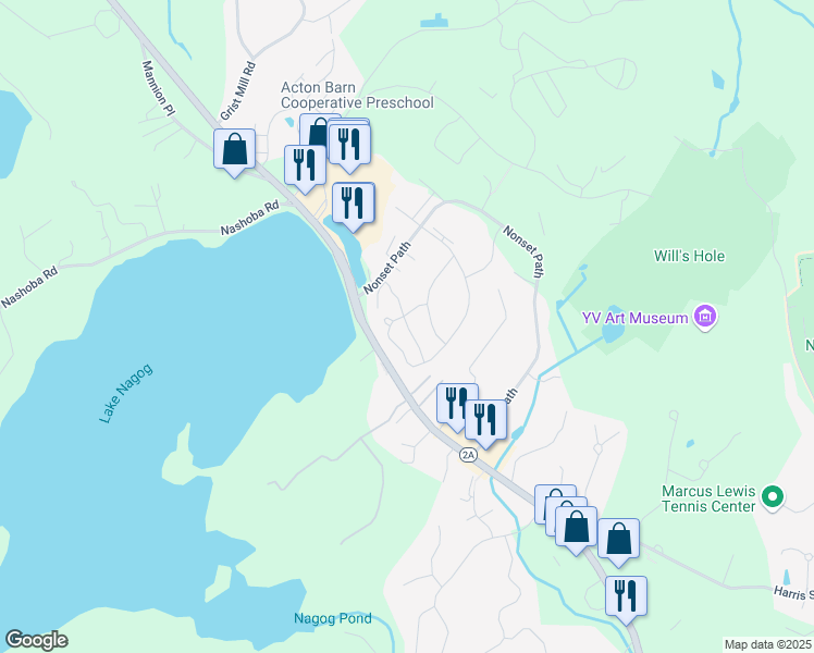 map of restaurants, bars, coffee shops, grocery stores, and more near 293 Old Beaverbrook in Acton