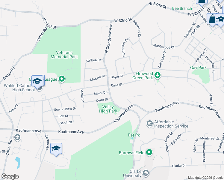 map of restaurants, bars, coffee shops, grocery stores, and more near 1050 Kane Street in Dubuque