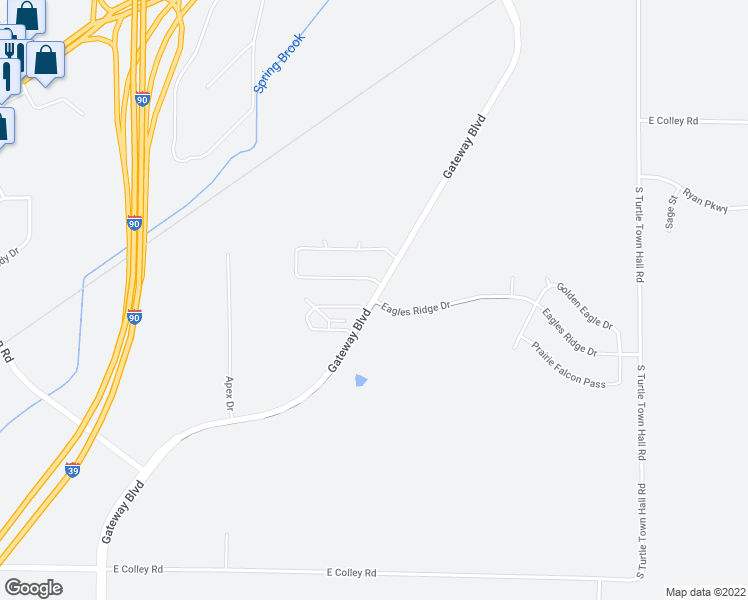 map of restaurants, bars, coffee shops, grocery stores, and more near Gateway Blvd in Beloit