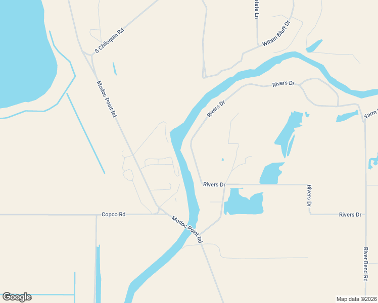 map of restaurants, bars, coffee shops, grocery stores, and more near 32542 Rivers Drive in Chiloquin