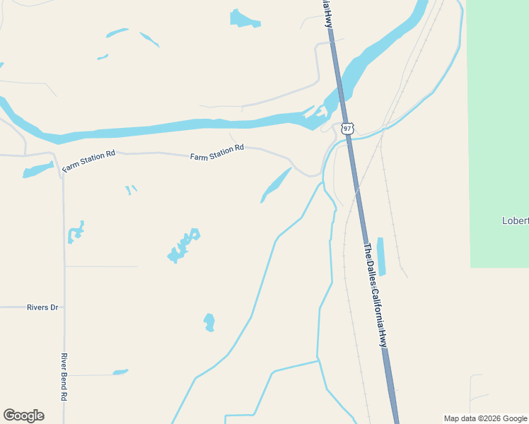 map of restaurants, bars, coffee shops, grocery stores, and more near Farm Station Road in Chiloquin