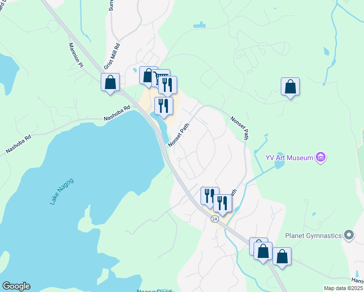 map of restaurants, bars, coffee shops, grocery stores, and more near 394 Pinecone Strand in Acton