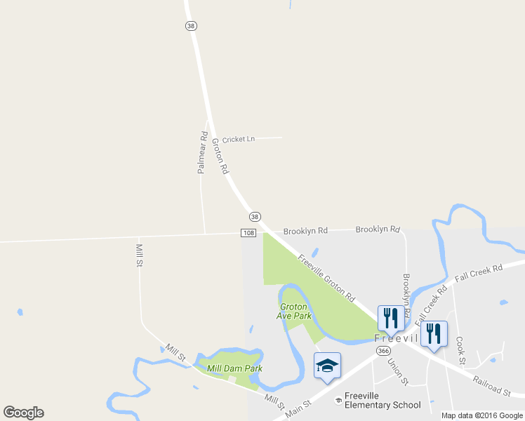 map of restaurants, bars, coffee shops, grocery stores, and more near 119 Groton Road in Freeville