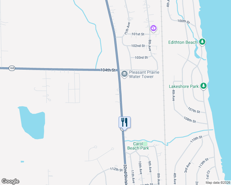 map of restaurants, bars, coffee shops, grocery stores, and more near 10528 Sheridan Road in Pleasant Prairie
