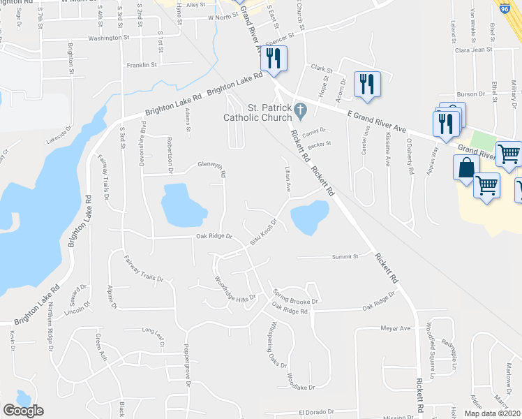 map of restaurants, bars, coffee shops, grocery stores, and more near 399 Texknoll Drive in Brighton