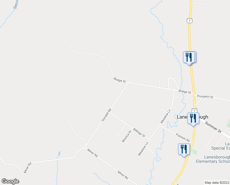 map of restaurants, bars, coffee shops, grocery stores, and more near 10 Goodell Road in Lanesborough