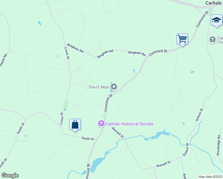 map of restaurants, bars, coffee shops, grocery stores, and more near 534 Concord Street in Carlisle