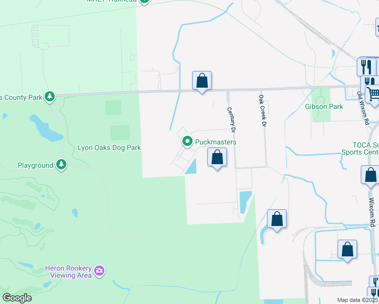 map of restaurants, bars, coffee shops, grocery stores, and more near 50950 Century Court in Wixom