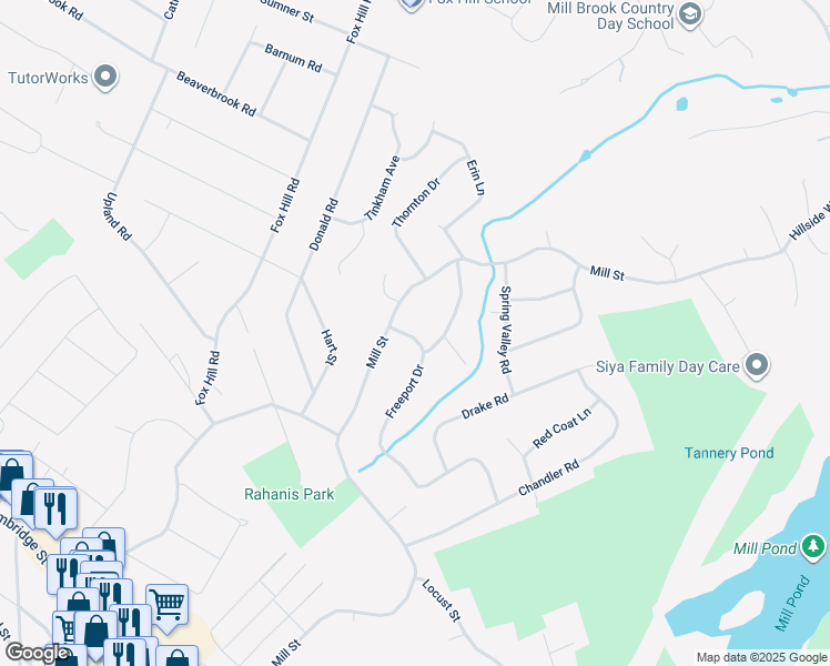 map of restaurants, bars, coffee shops, grocery stores, and more near 1 Toner Drive in Burlington
