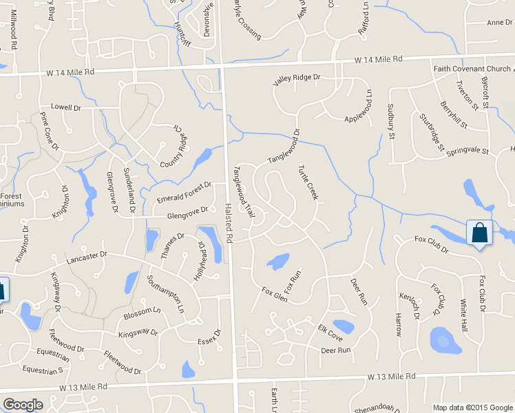 map of restaurants, bars, coffee shops, grocery stores, and more near 30550 Hazelwood Court in Farmington Hills