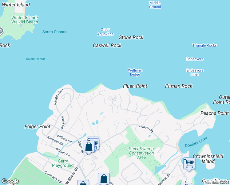 map of restaurants, bars, coffee shops, grocery stores, and more near 6 Broadmere Way in Marblehead