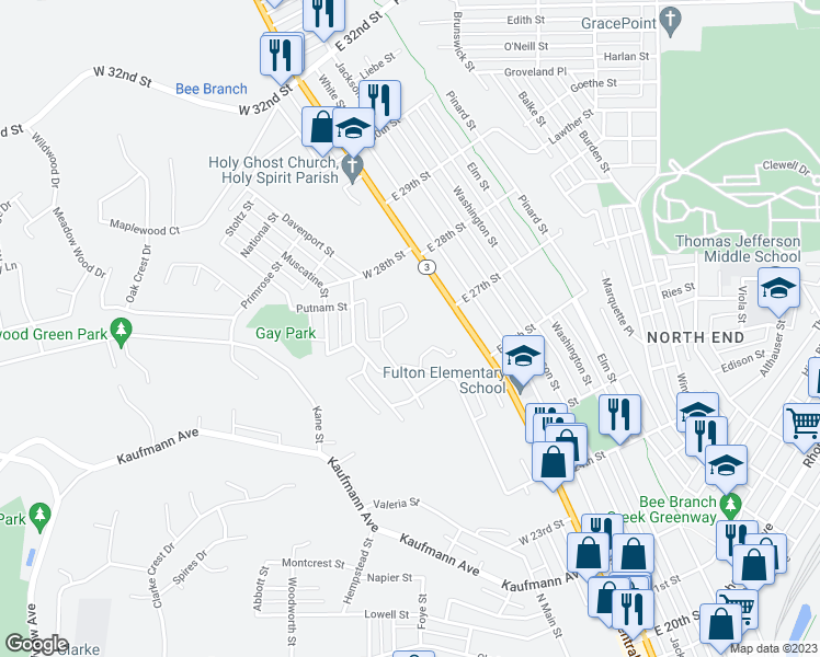 map of restaurants, bars, coffee shops, grocery stores, and more near 2750 Pleasant View Drive in Dubuque