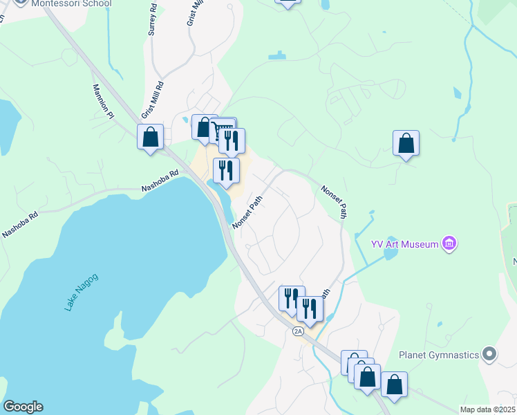 map of restaurants, bars, coffee shops, grocery stores, and more near in VLG NAGOG WDS