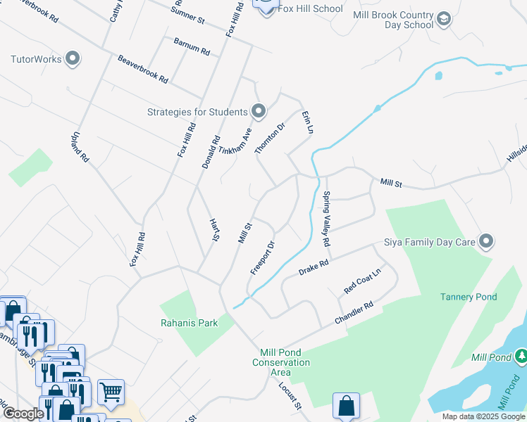map of restaurants, bars, coffee shops, grocery stores, and more near 1 Toner Drive in Burlington