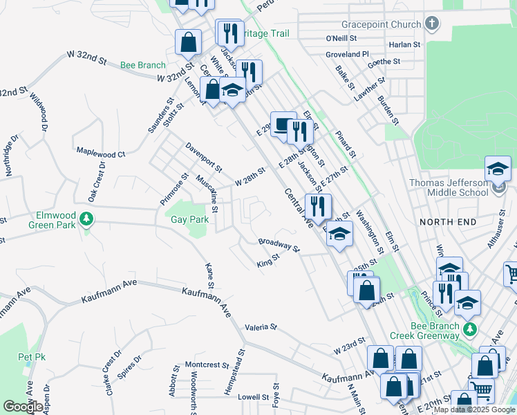 map of restaurants, bars, coffee shops, grocery stores, and more near 2725 Pleasant View Drive in Dubuque