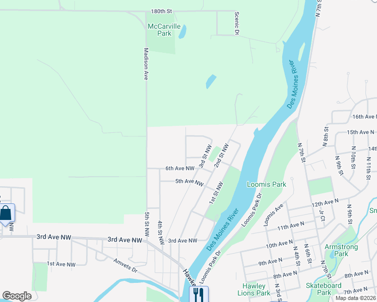 map of restaurants, bars, coffee shops, grocery stores, and more near 712 3rd Street Northwest in Fort Dodge
