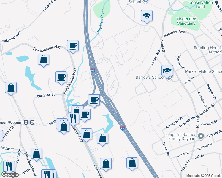 map of restaurants, bars, coffee shops, grocery stores, and more near 11000 Inwood Drive in Reading