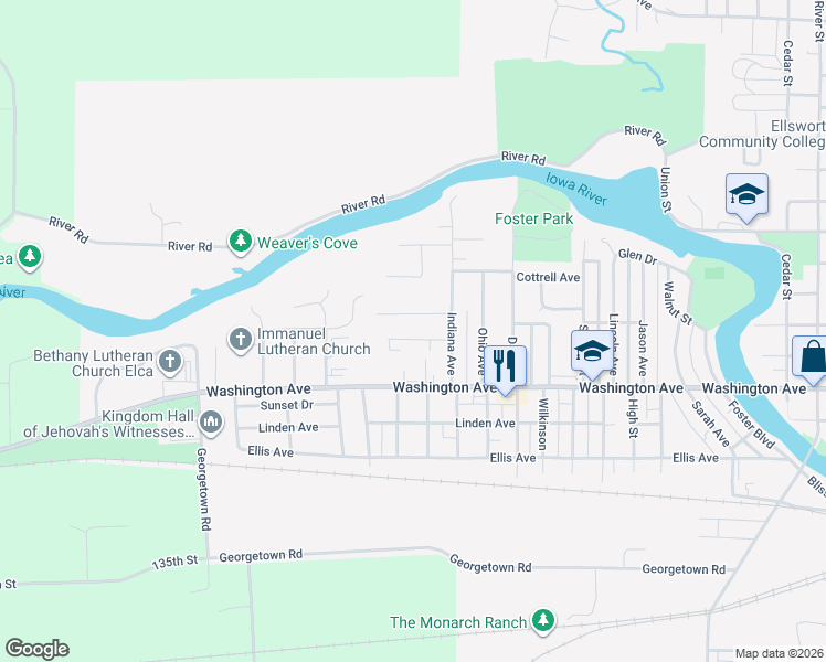map of restaurants, bars, coffee shops, grocery stores, and more near 2010 Beaver Avenue in Iowa Falls