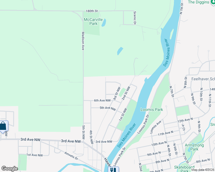 map of restaurants, bars, coffee shops, grocery stores, and more near 336 9th Avenue Northwest in Fort Dodge
