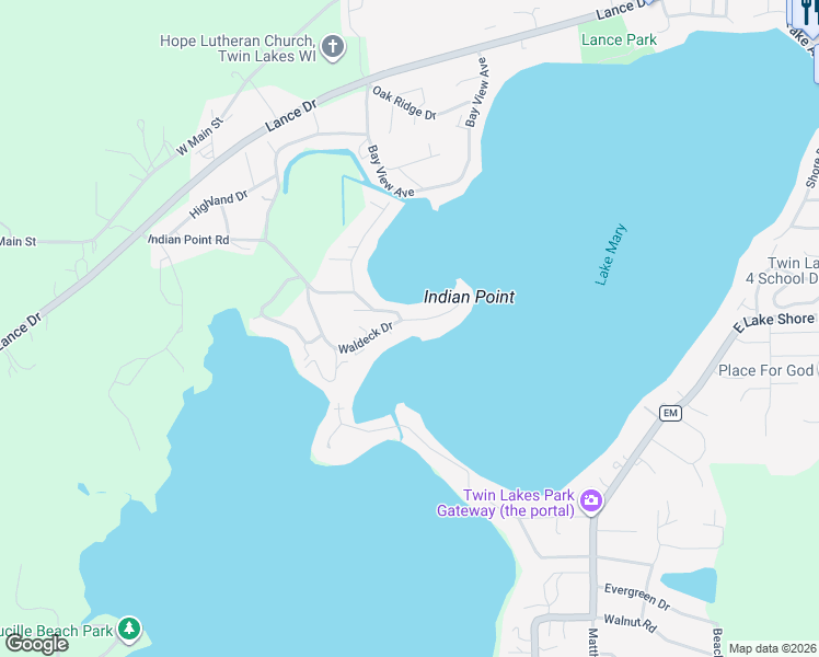 map of restaurants, bars, coffee shops, grocery stores, and more near 340 Indian Point Road in Twin Lakes