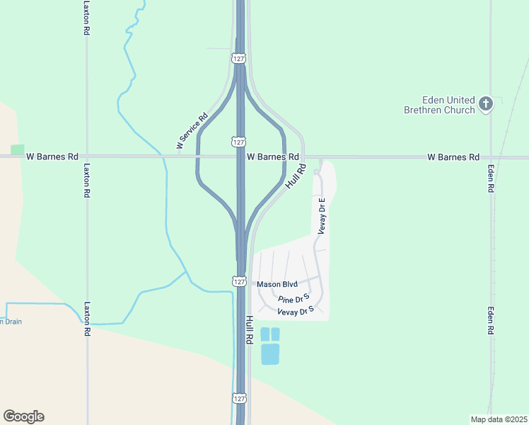map of restaurants, bars, coffee shops, grocery stores, and more near West Barnes Road in Ingham