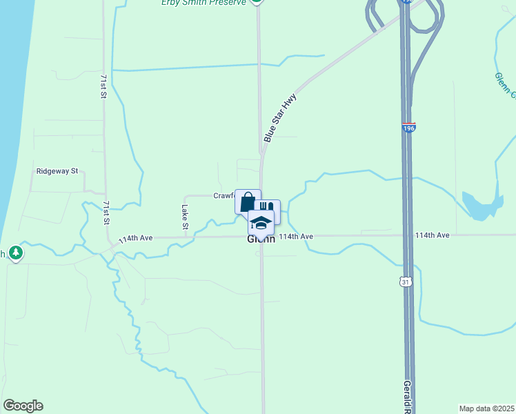 map of restaurants, bars, coffee shops, grocery stores, and more near in Glenn