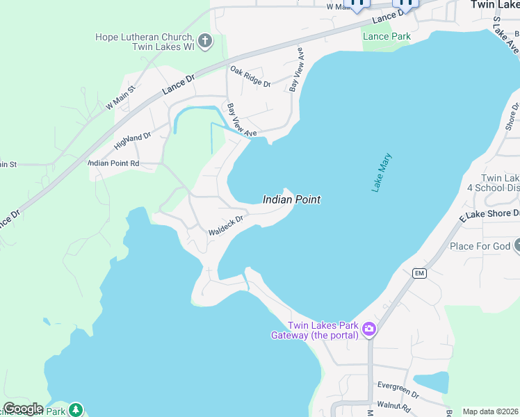 map of restaurants, bars, coffee shops, grocery stores, and more near 340 Indian Point Road in Twin Lakes