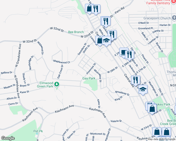 map of restaurants, bars, coffee shops, grocery stores, and more near 403 Primrose Street in Dubuque