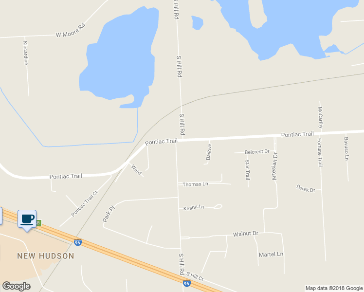 map of restaurants, bars, coffee shops, grocery stores, and more near 54935 Pontiac Trail in Lyon Charter Township