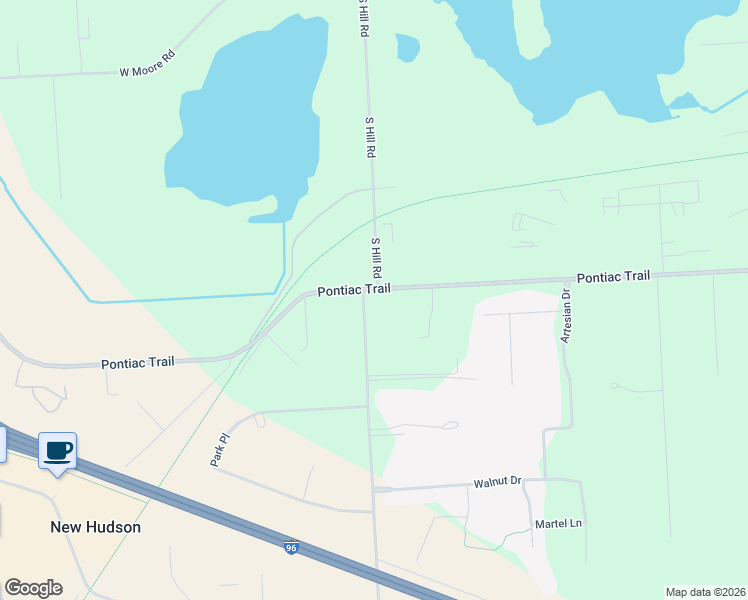 map of restaurants, bars, coffee shops, grocery stores, and more near 54935 Pontiac Trail in Lyon Charter Township